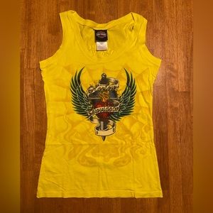 Neon Yellow Y2K Harley Davidson Tank